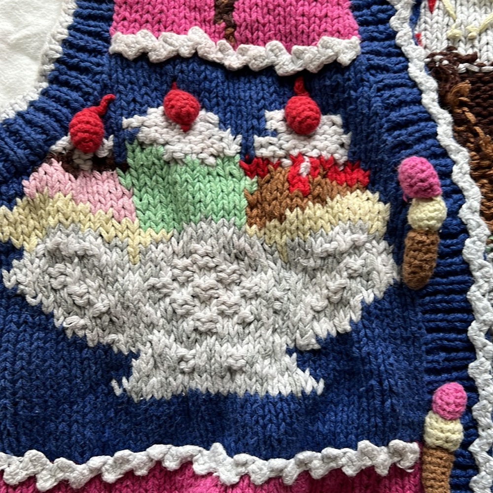 Vintage Hand Knit Ice Cream Sweater Vest - Picture 5 of 9